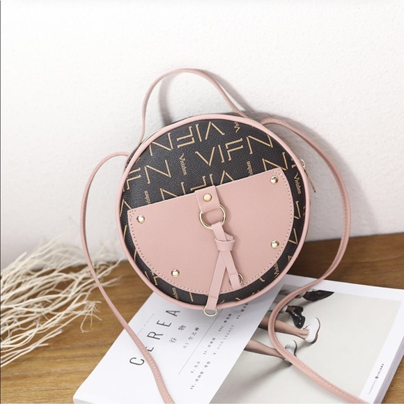 Handbags - Pink/brown fashion round crossbody